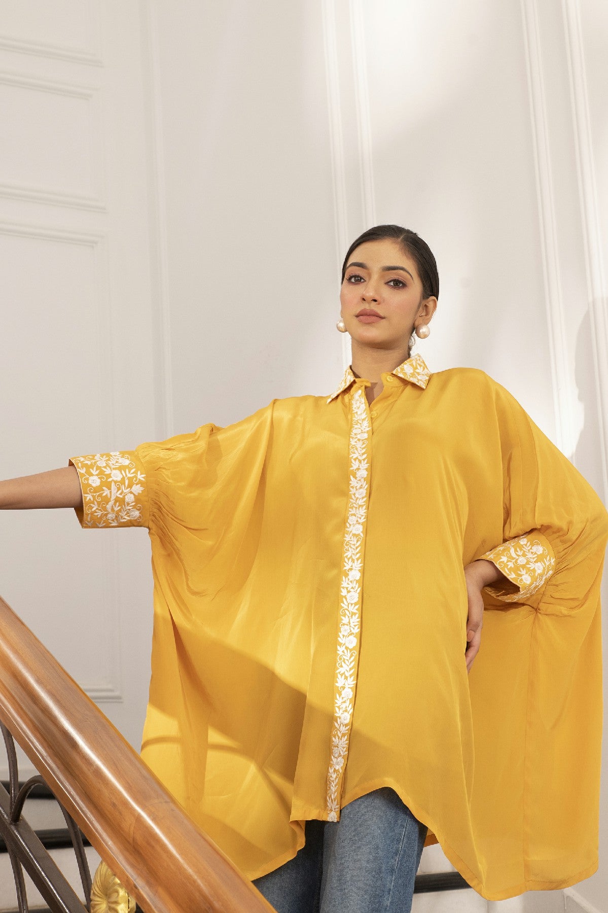 ZAHRA YELLOW CREPE SHIRT