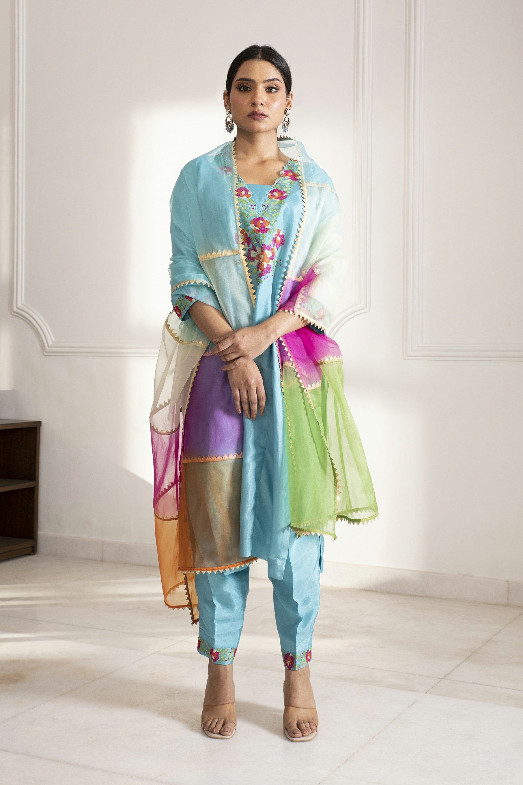 HANNAH BLUE SILK KURTA SET