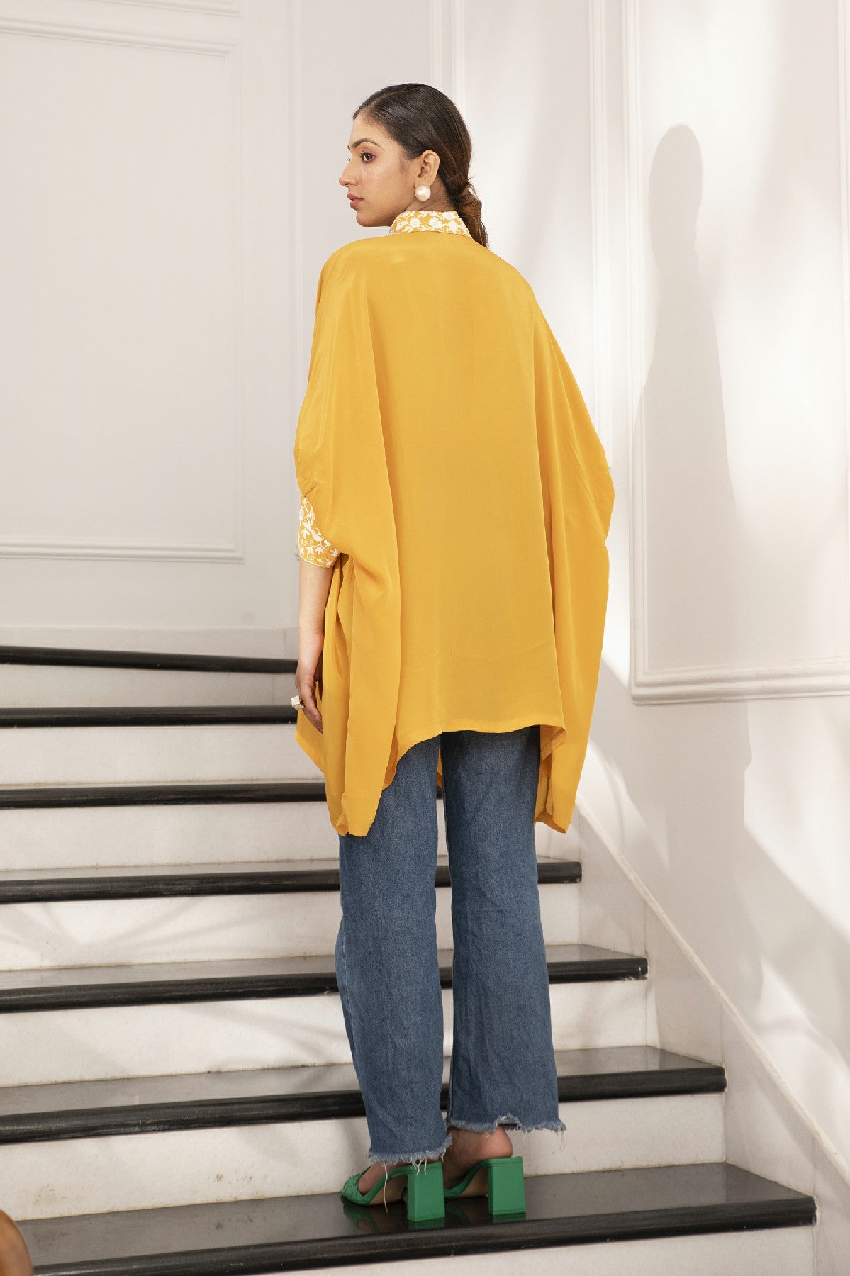 ZAHRA YELLOW CREPE SHIRT