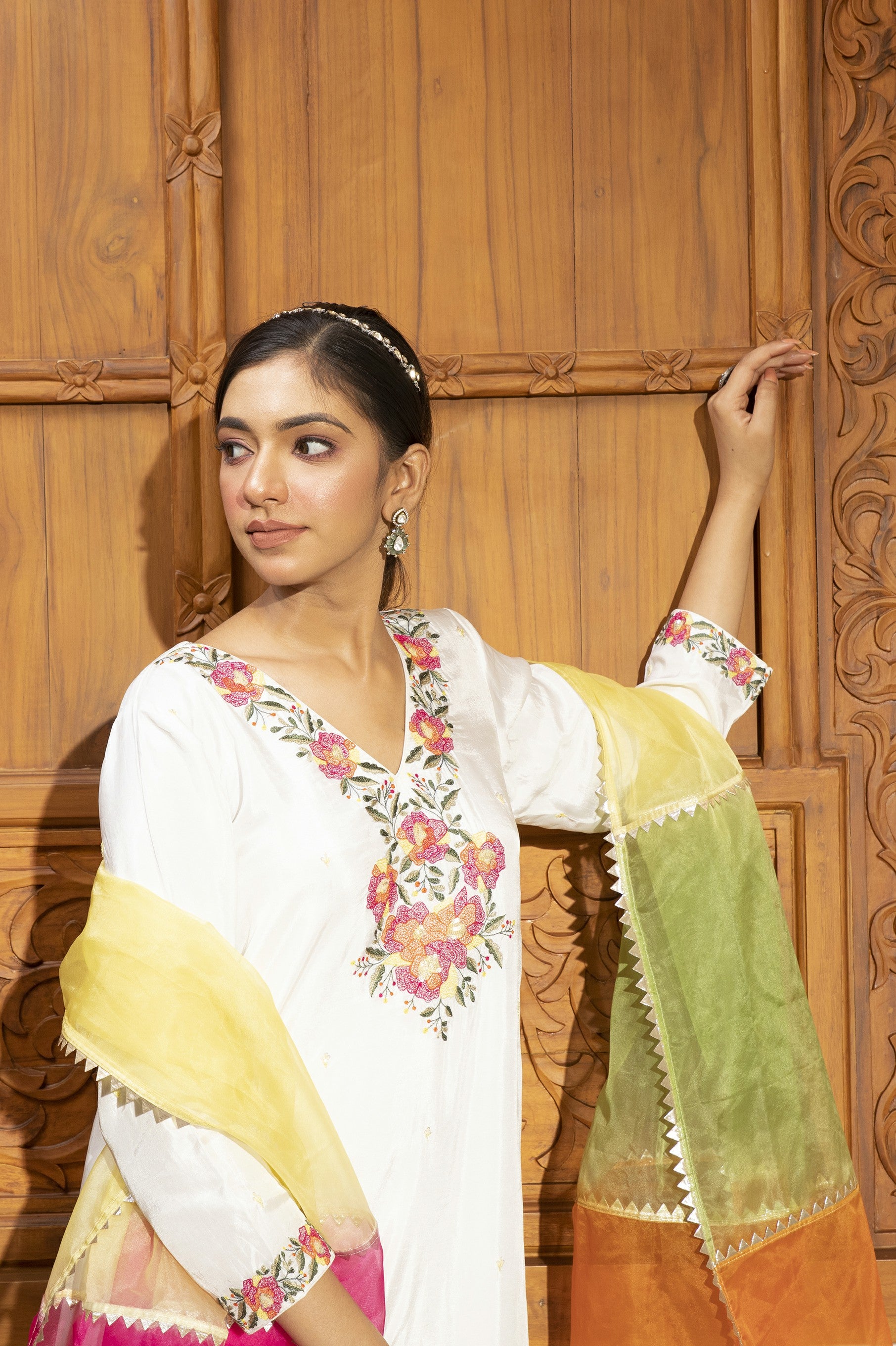 HANNAH WHITE SILK KURTA SET