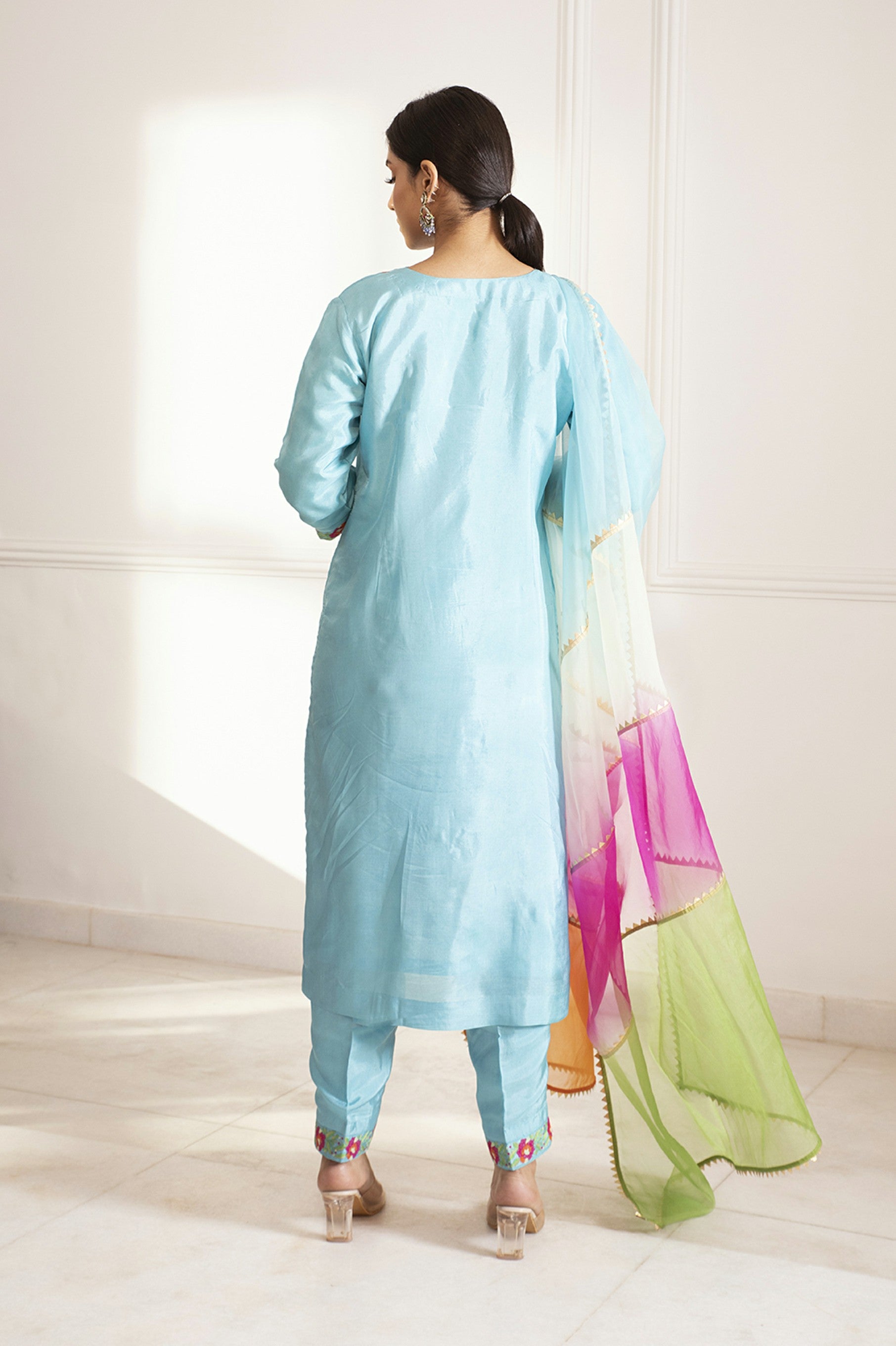 HANNAH BLUE SILK KURTA SET