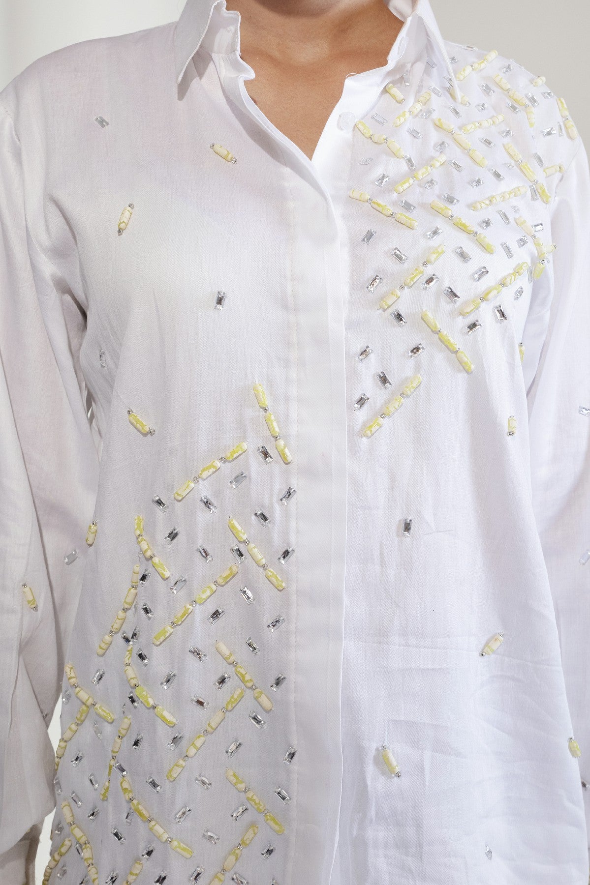 ANEESA WHITE CREPE SHIRT