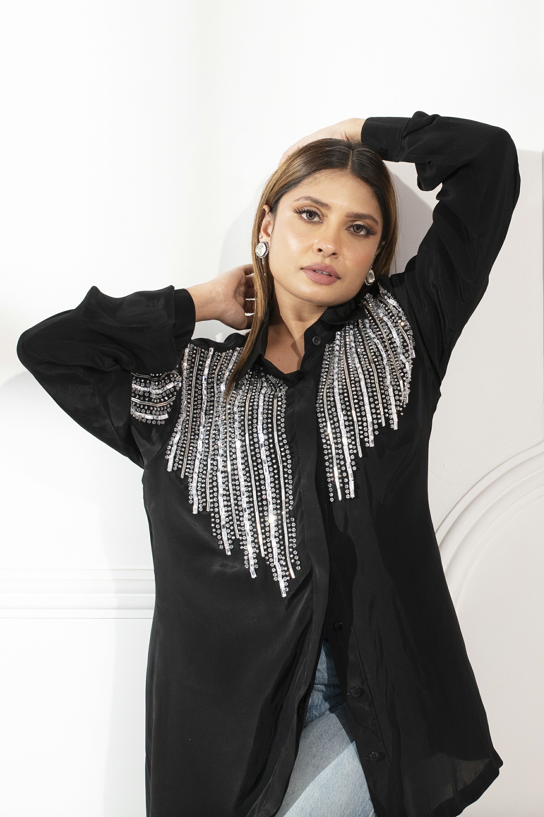 SAMIRA BLACK CREPE SHIRT