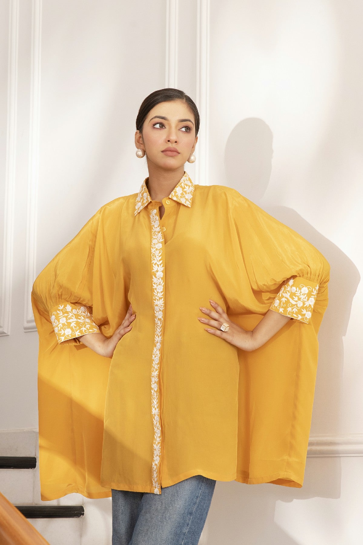 ZAHRA YELLOW CREPE SHIRT