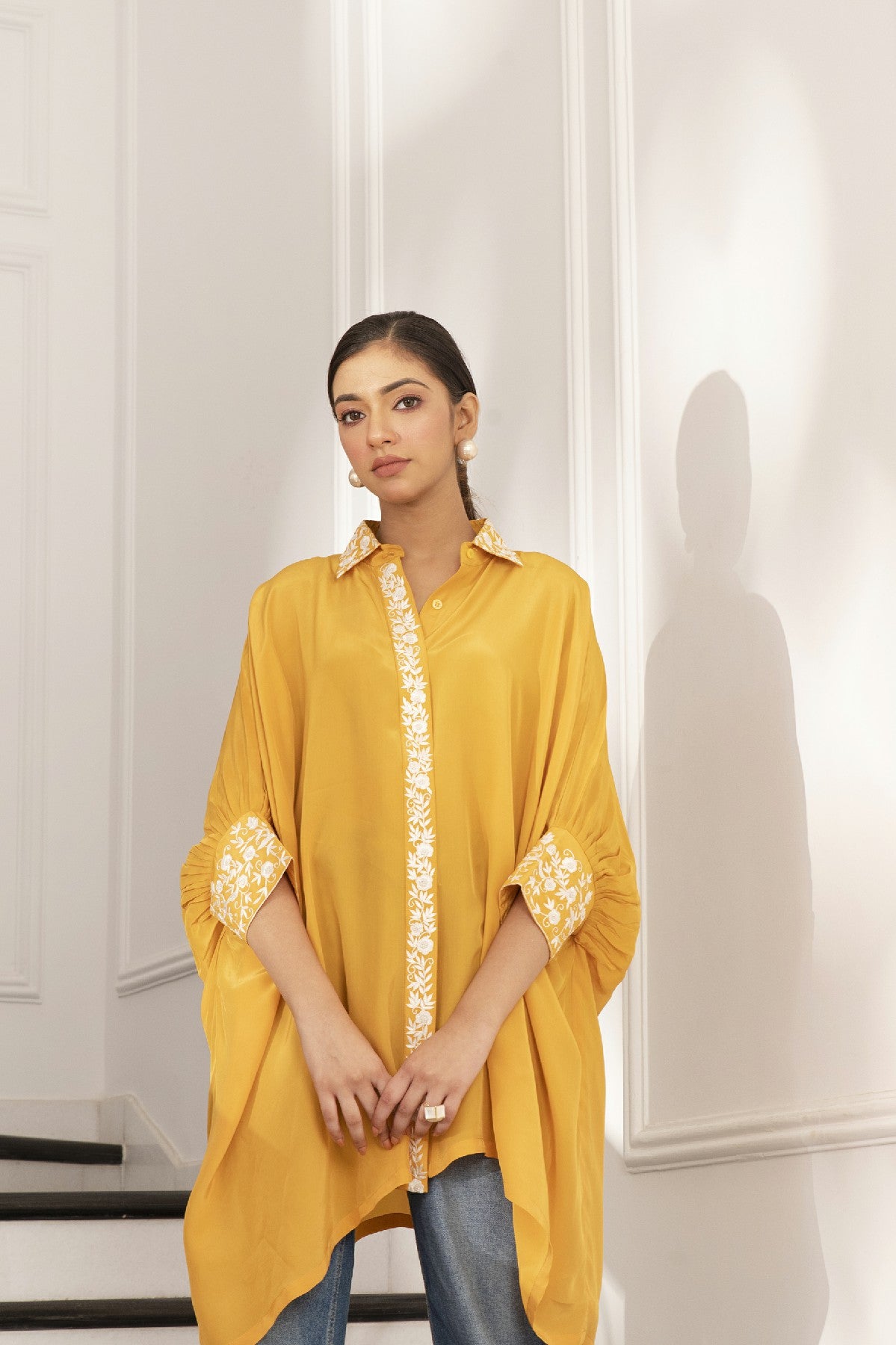 ZAHRA YELLOW CREPE SHIRT