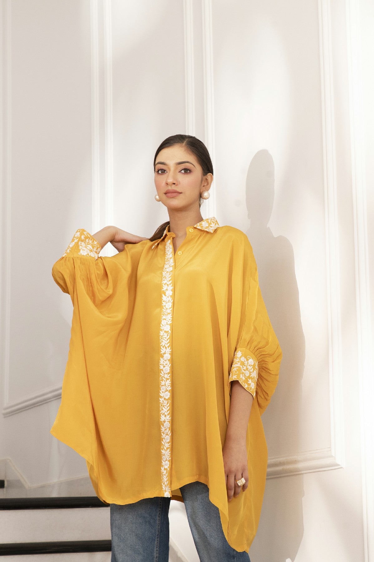 ZAHRA YELLOW CREPE SHIRT