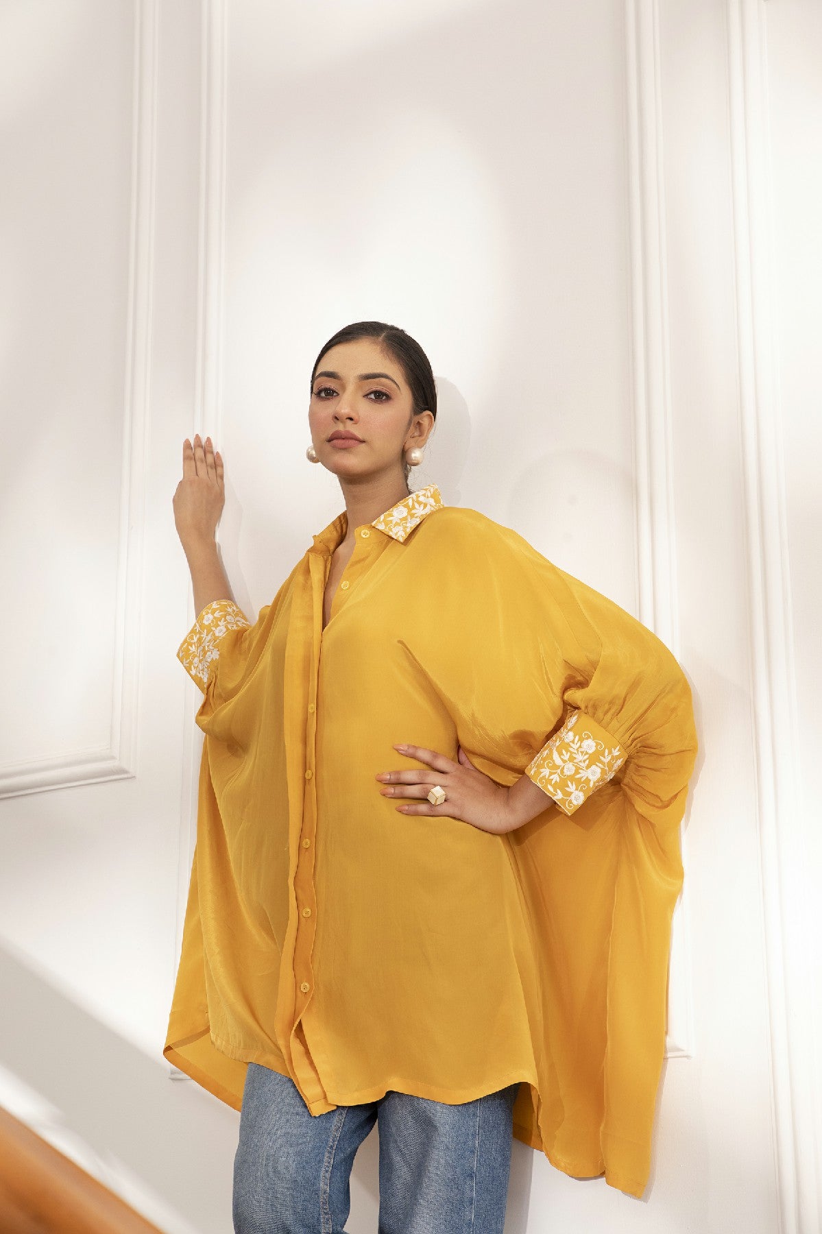 ZAHRA YELLOW CREPE SHIRT