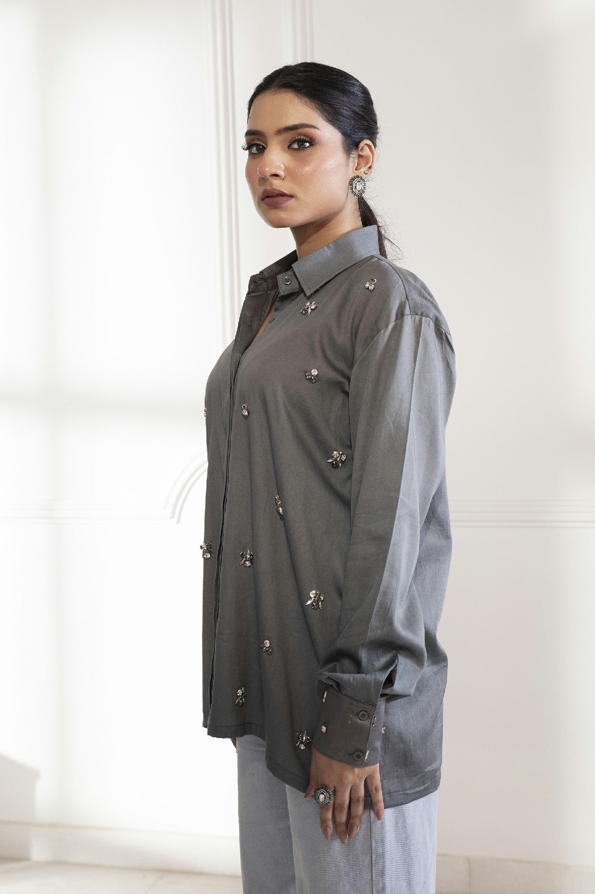 RIHANNA GREY COTTON SHIRT