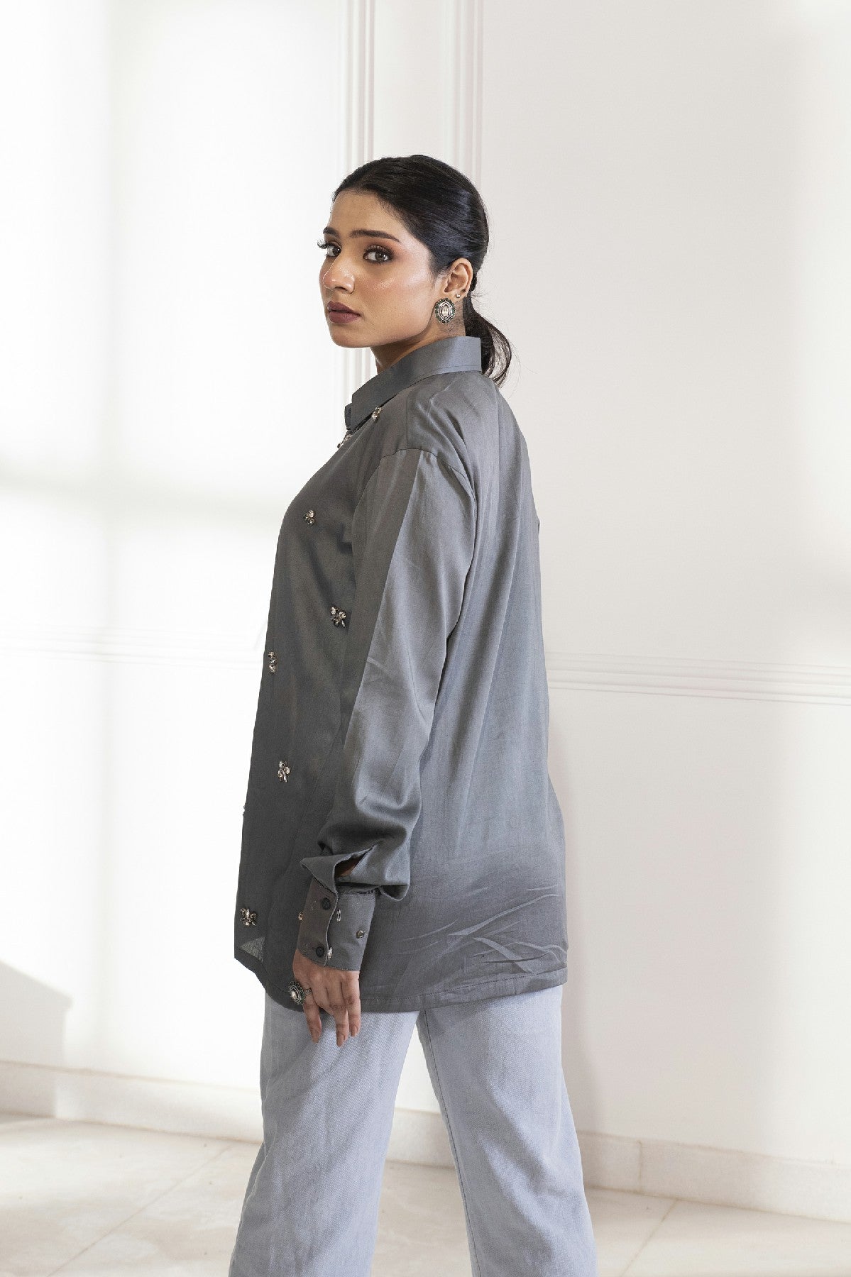 RIHANNA GREY COTTON SHIRT