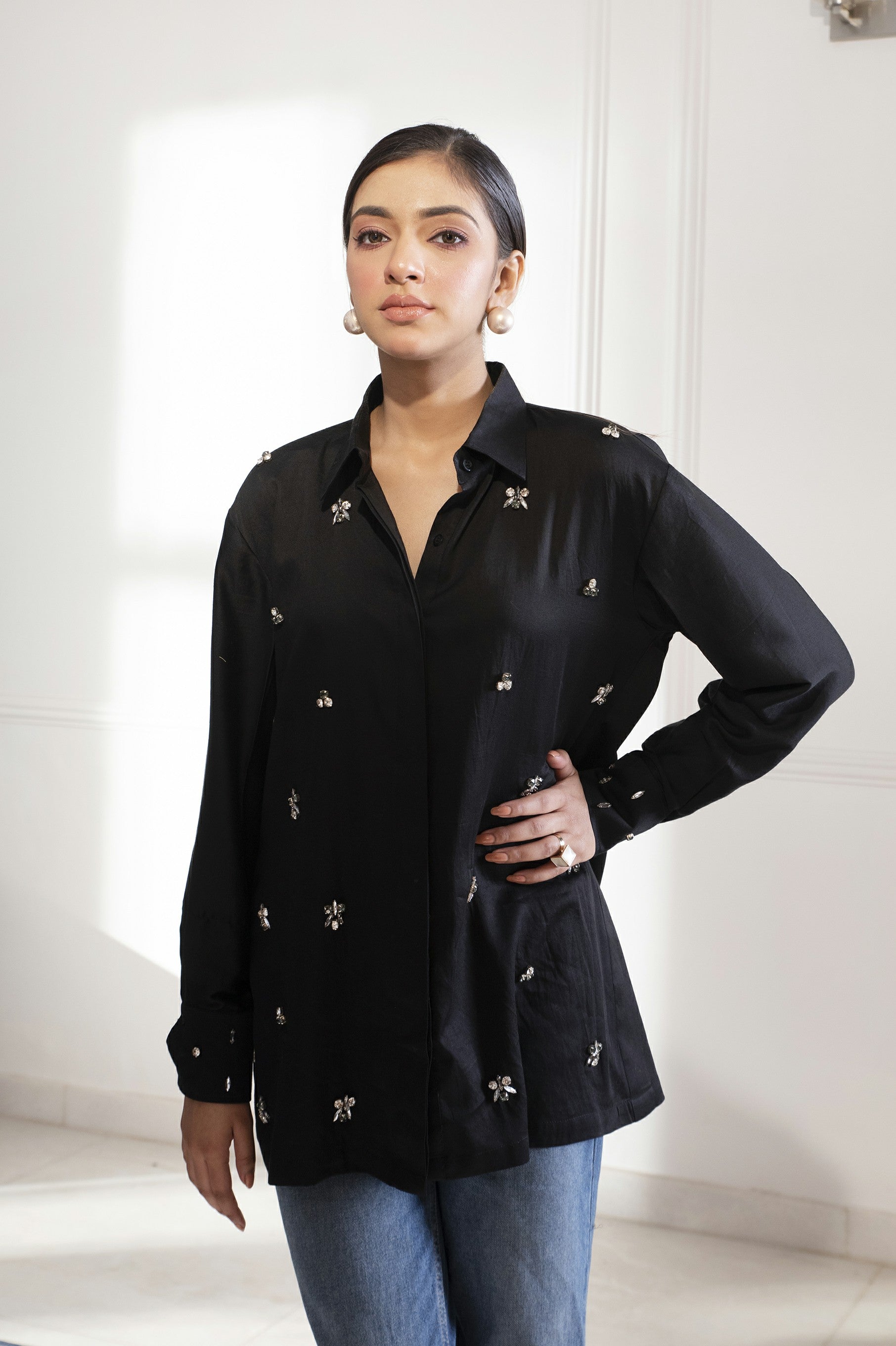 RIHANNA BLACK COTTON SHIRT