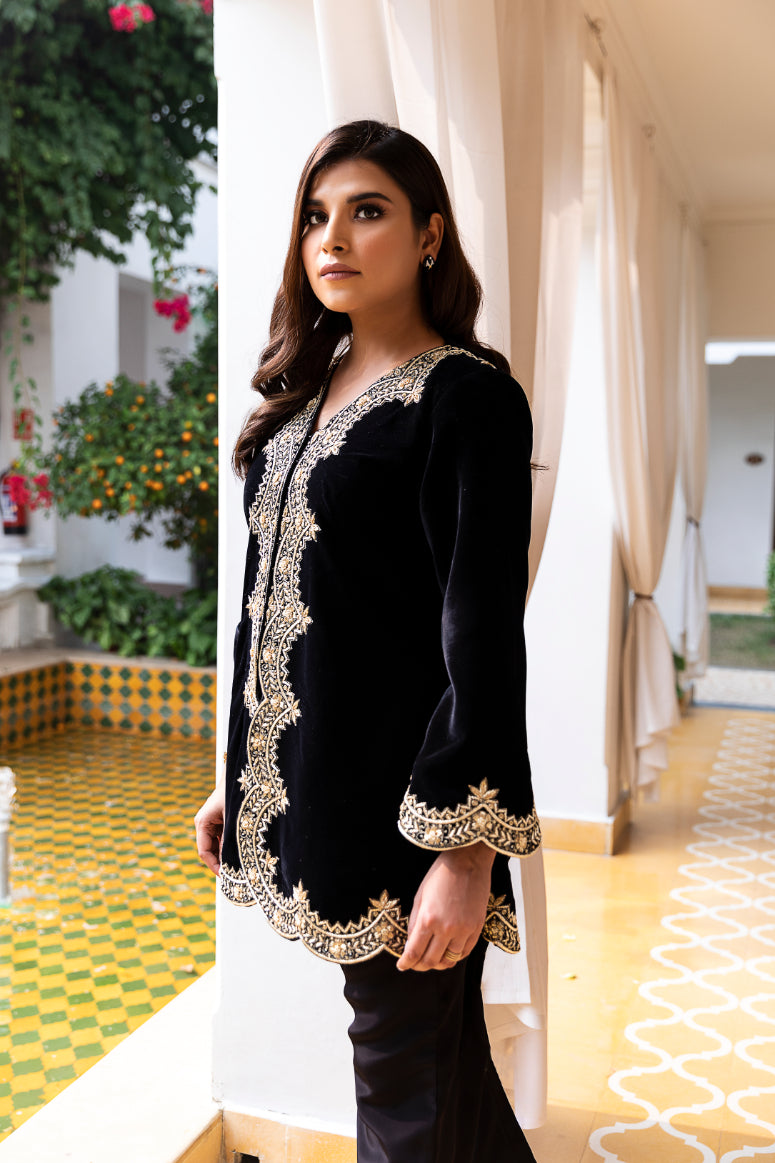 SHEREEN VELVET ETHNIC JACKET SET