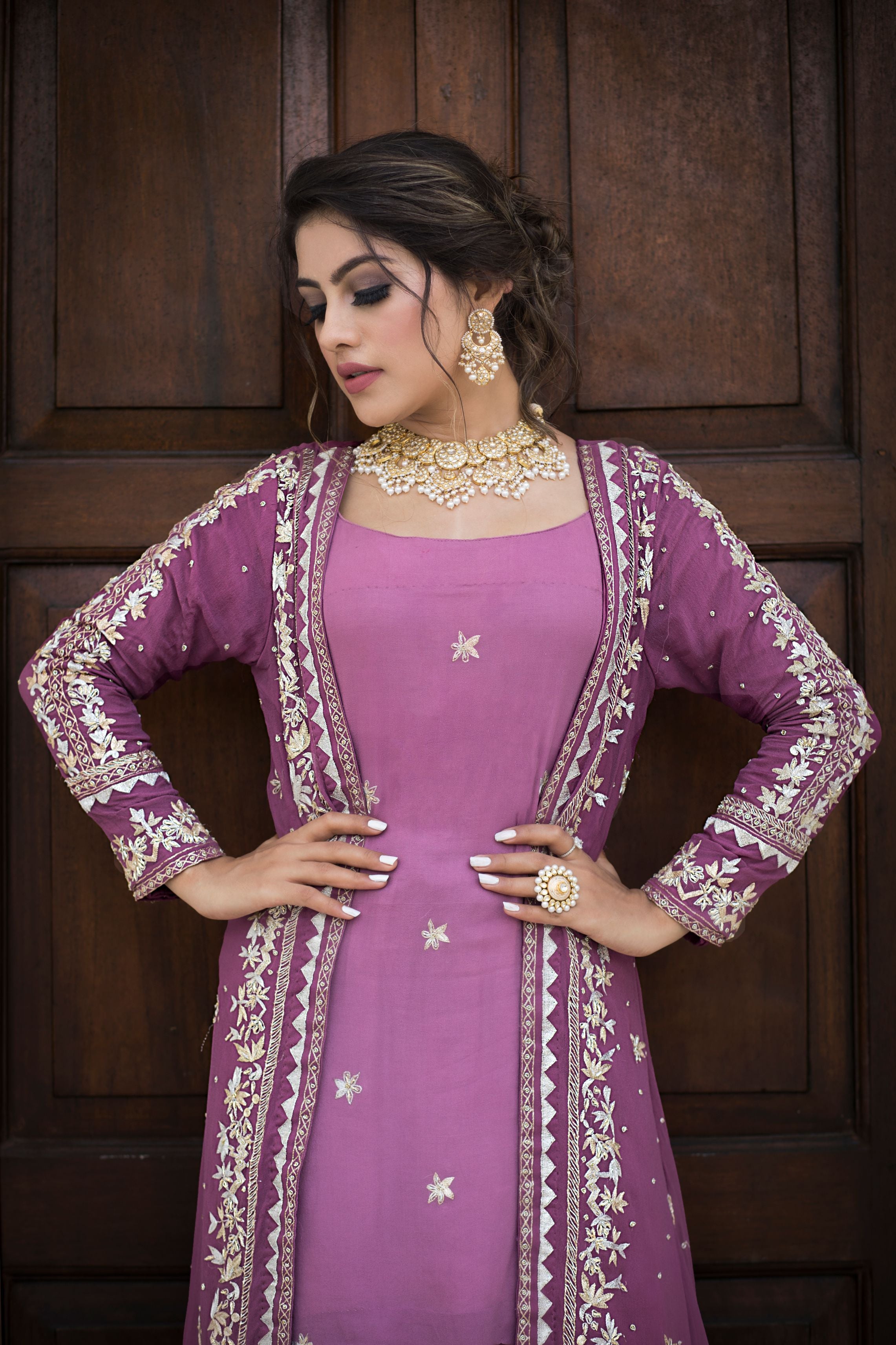 SAHIBA GEORGETTE EMBROIDERED SHARARA SET