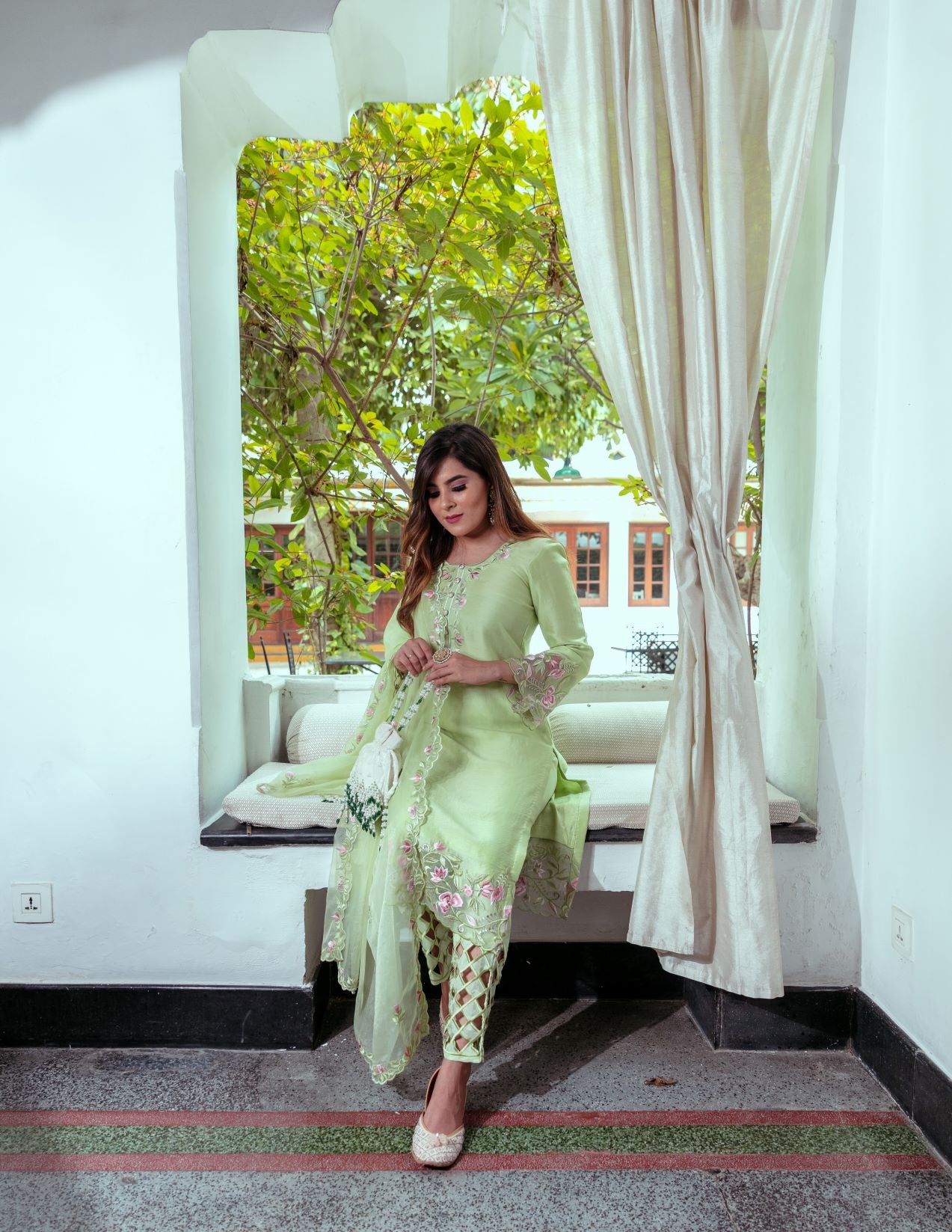 SUMAIRA CHANDERI KURTA SET