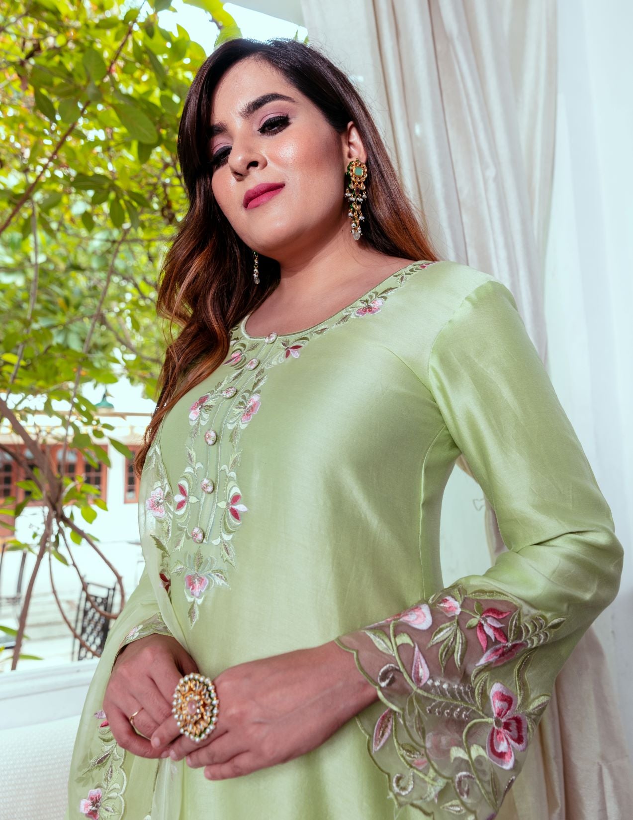 SUMAIRA CHANDERI KURTA SET